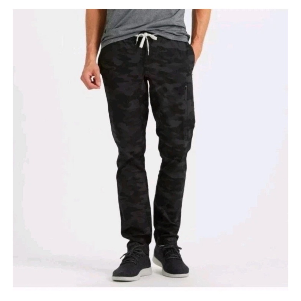 Vuori Pants Men's Large Ripstop Organic Cotton Black Gray Camo Stretch 32x30